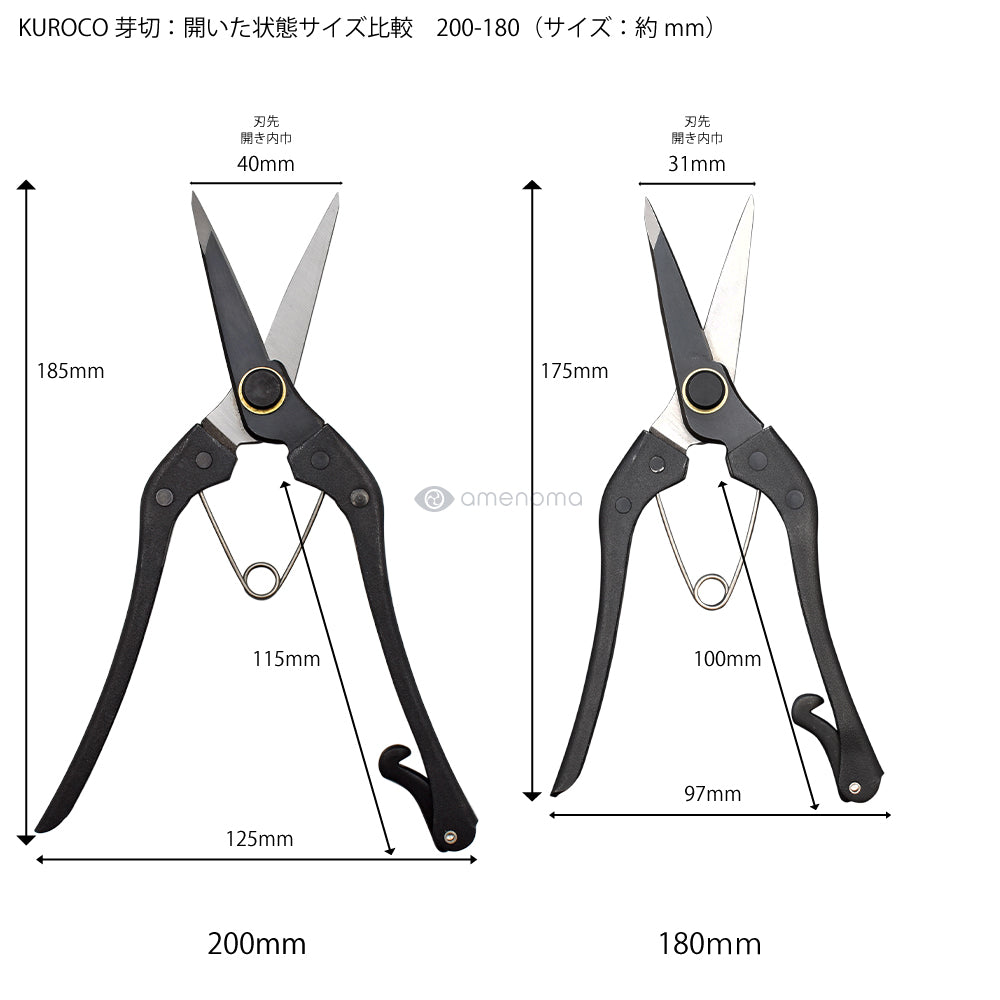 KUROCO芽切　開き巾比較